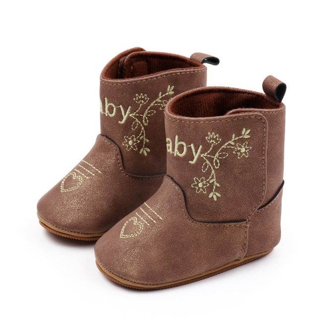 Cizmulite pentru bebelusi, maro, stil western, cu talpa flexibila chbhx3125-1-ci6