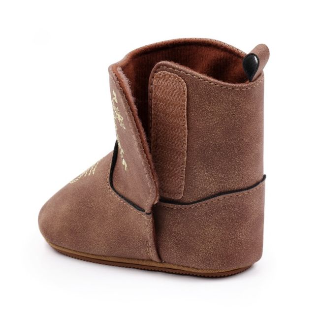 Cizmulite pentru bebelusi, maro, stil western, cu talpa flexibila chbhx3125-1-ci6
