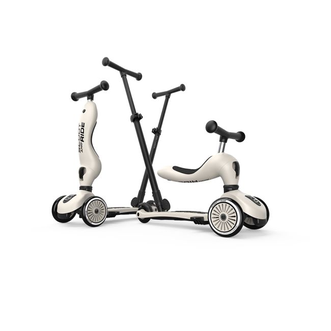 Trotineta Copii Cu Sezut Si Maner, Transformabila 3in1, Highwaykick 1 Push And Go Ash, 1-5 Ani, Pana La 50 Kg, Scoot  Ride Pjb67