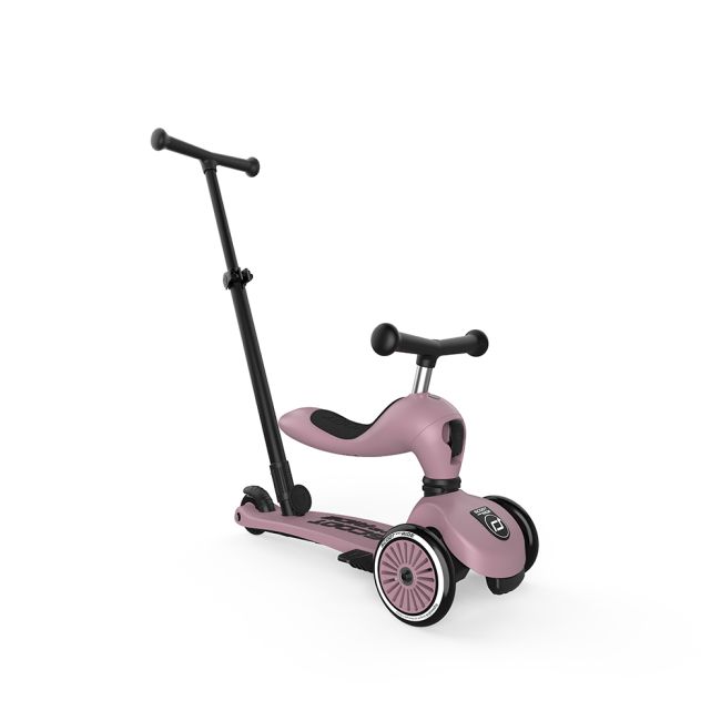 Trotineta Copii Cu Sezut Si Maner, Transformabila 3in1, Highwaykick 1 Push And Go Wildberry, 1-5 Ani, Pana La 50 Kg, Scoot  Ride Pjb69