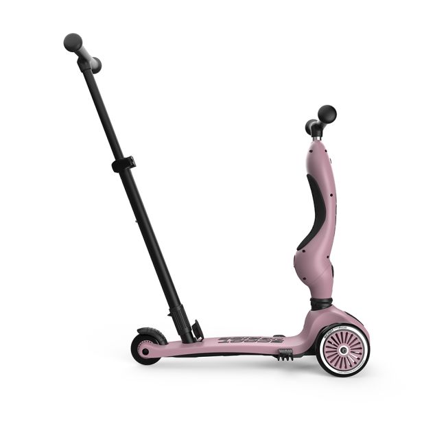 Trotineta Copii Cu Sezut Si Maner, Transformabila 3in1, Highwaykick 1 Push And Go Wildberry, 1-5 Ani, Pana La 50 Kg, Scoot  Ride Pjb69