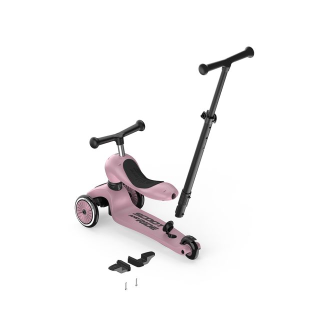 Trotineta Copii Cu Sezut Si Maner, Transformabila 3in1, Highwaykick 1 Push And Go Wildberry, 1-5 Ani, Pana La 50 Kg, Scoot  Ride Pjb69