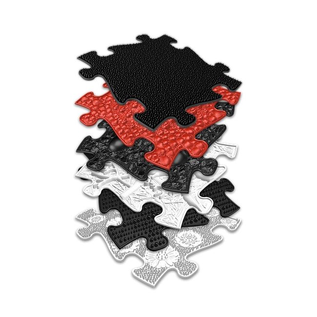 Covoras ortopedic senzorial puzzle set rosu si negru pentru bebelusi muffik mfk-023-3