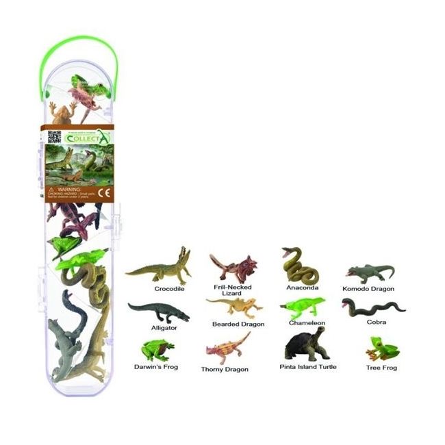 Cutie cu 12 minifigurine pictate manual reptile si amfibieni a1194 cola1194box