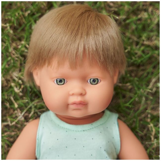 Papusa educativa 38 cm baiat caucazian blond inchis ml31259