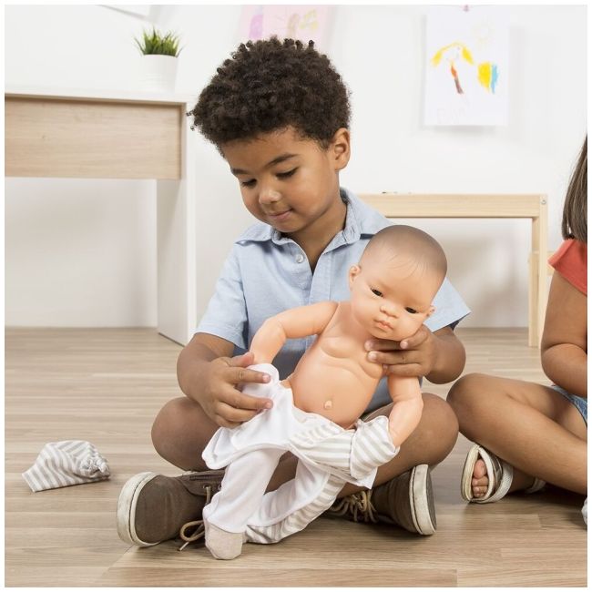 Pijama bej pentru pentru papusa bebelus 40 cm ml31220