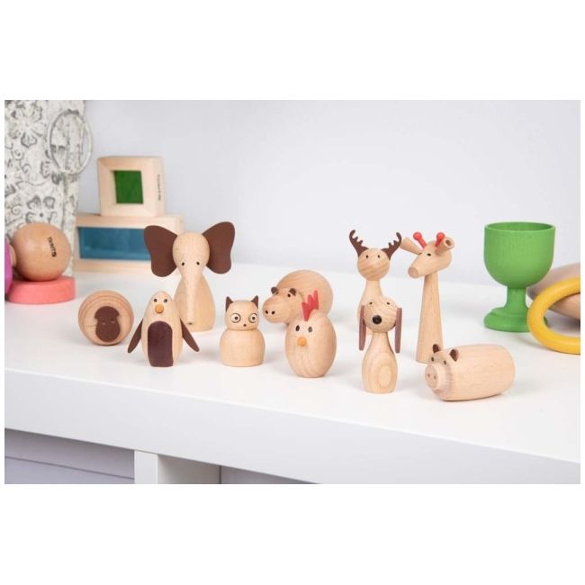 Set 10 animale din lemn lumea animalelor tik73472