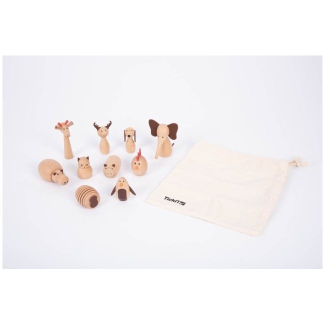 Set 10 animale din lemn lumea animalelor tik73472
