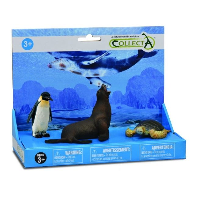 Set de 3 figurine pictate manual foca, pinguin si testoasa col84204lpp