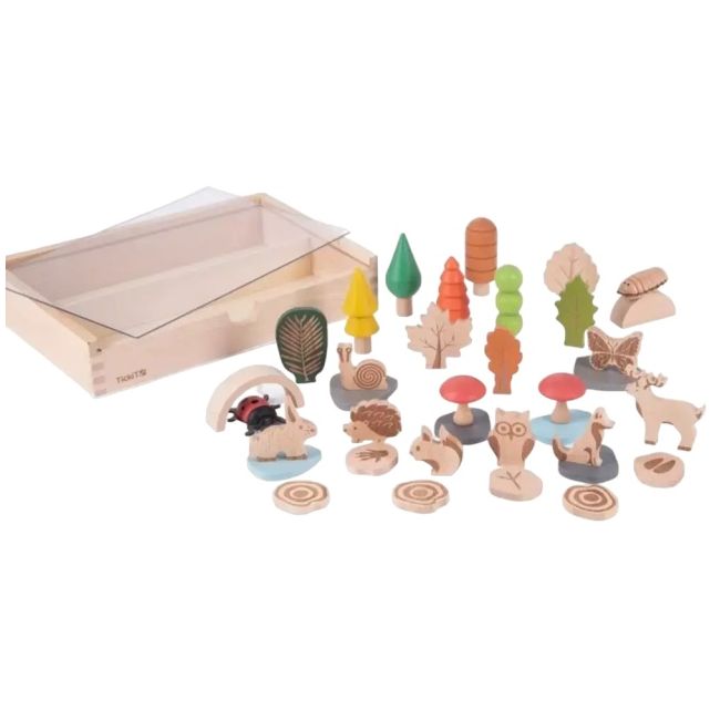 Set de 37 figurine din lemn pentru activitati educative padurea tik73552