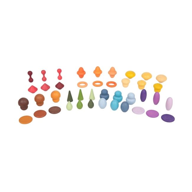 Set de 42 forme din lemn colorate pentru activitati educative comorile padurii tik74051
