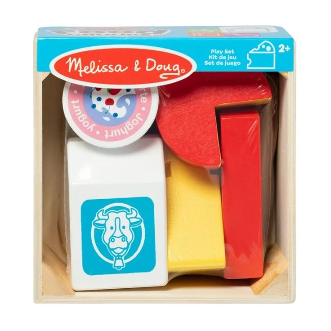 Set de joaca alimente lactate, din lemn, 5 piese, 2 ani+, melissa&doug 95207 md95207