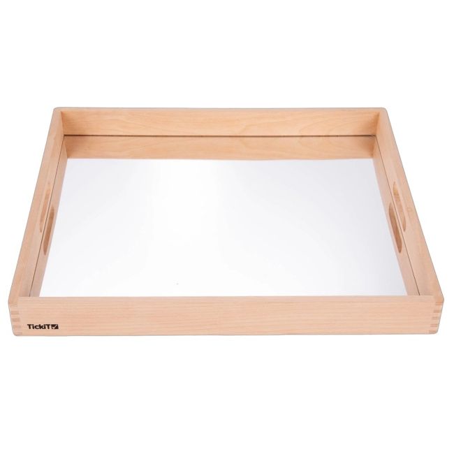 Tava mare din lemn cu oglinda acrilica, 500 x 435 x 50 mm, pentru activitati senzoriale tik73466