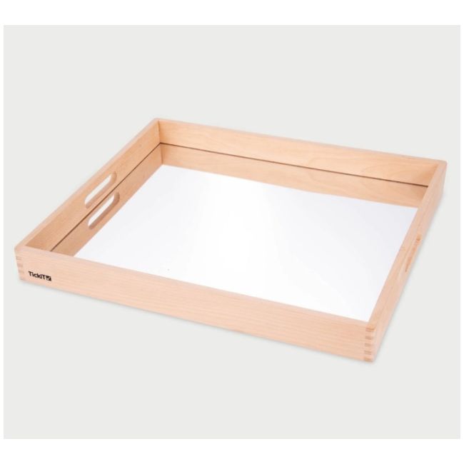 Tava mare din lemn cu oglinda acrilica, 500 x 435 x 50 mm, pentru activitati senzoriale tik73466