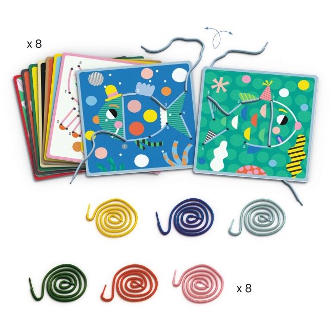 Joc educativ de cusut cu siret punct cu punct, djeco dj08326