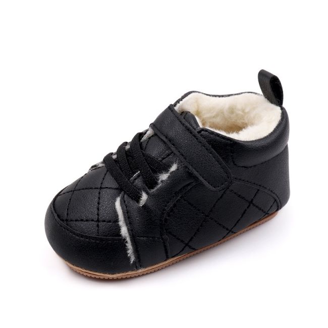 Pantofiori bebelusi negri, cu captuseala pufoasa si design matlasat ambmb3164-2-p29
