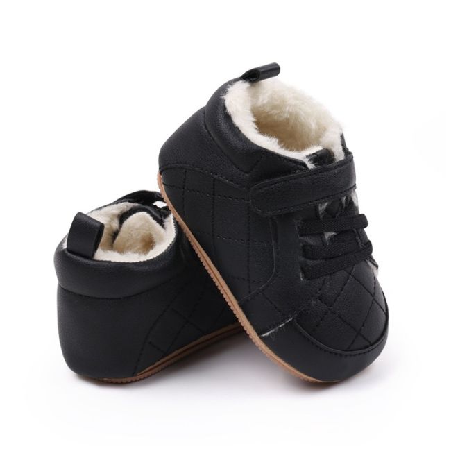 Pantofiori bebelusi negri, cu captuseala pufoasa si design matlasat ambmb3164-2-p29