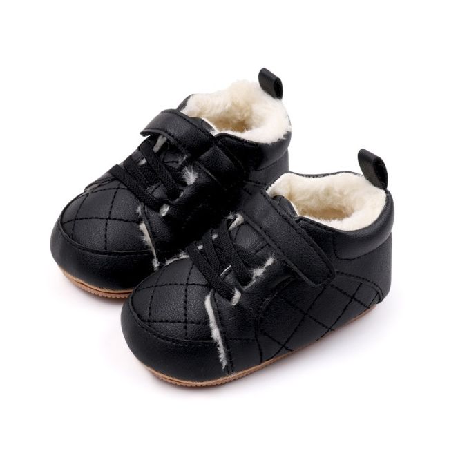 Pantofiori bebelusi negri, cu captuseala pufoasa si design matlasat ambmb3164-2-p29