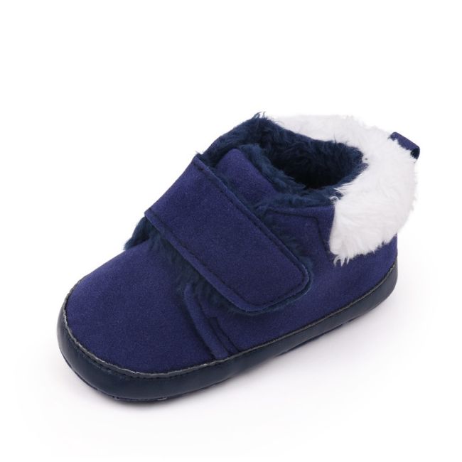 Pantofiori pentru bebelusi, albastri, cu captuseala pufoasa si inchidere velcro ambhx3165-2-va5