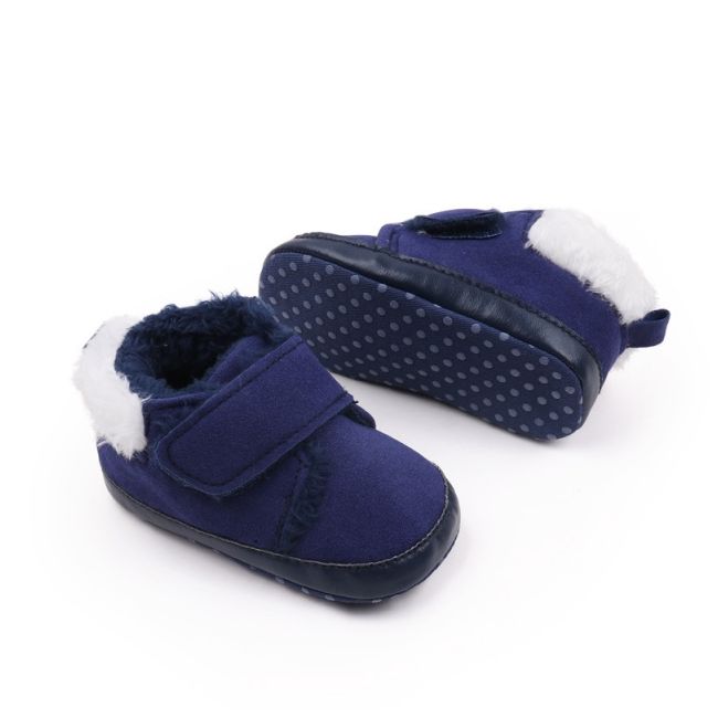 Pantofiori pentru bebelusi, albastri, cu captuseala pufoasa si inchidere velcro ambhx3165-2-va5