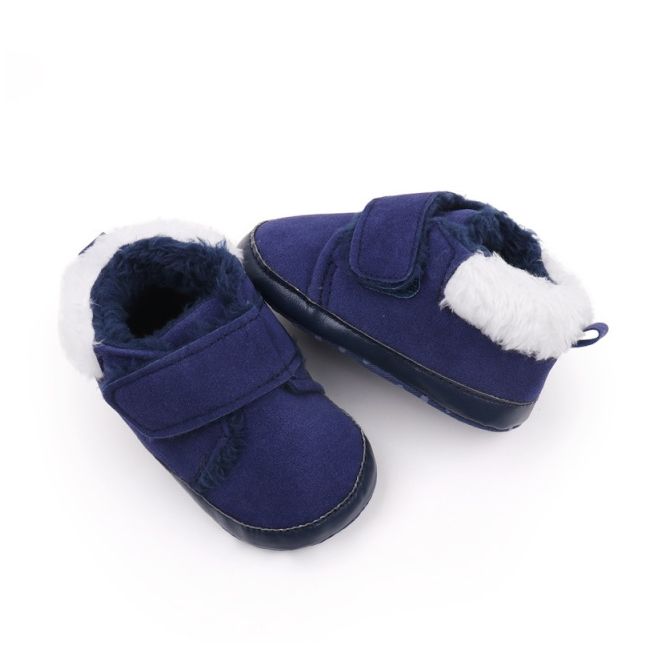 Pantofiori pentru bebelusi, albastri, cu captuseala pufoasa si inchidere velcro ambhx3165-2-va5