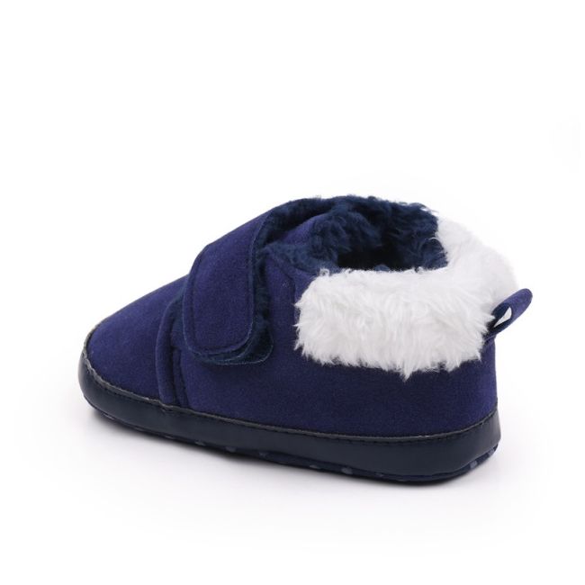 Pantofiori pentru bebelusi, albastri, cu captuseala pufoasa si inchidere velcro ambhx3165-2-va5