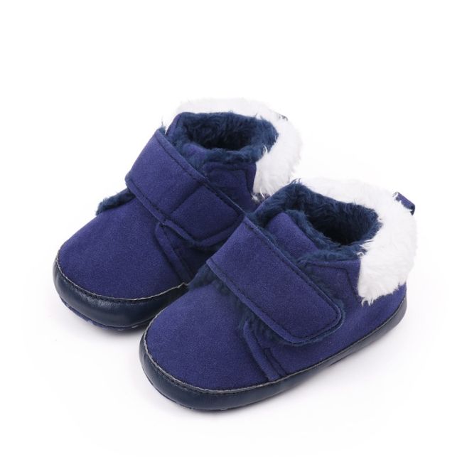 Pantofiori pentru bebelusi, albastri, cu captuseala pufoasa si inchidere velcro ambhx3165-2-va5