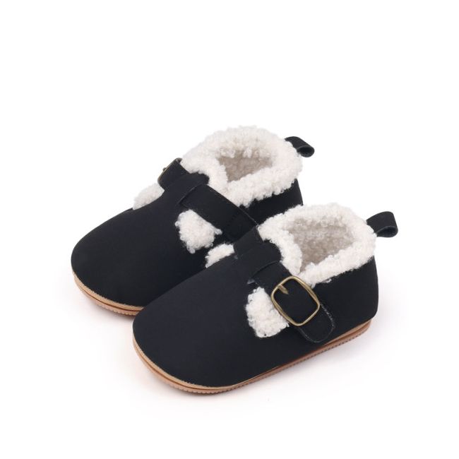 Pantofiori pentru bebelusi, negri, cu captuseala pufoasa chbmb4028-2-va5