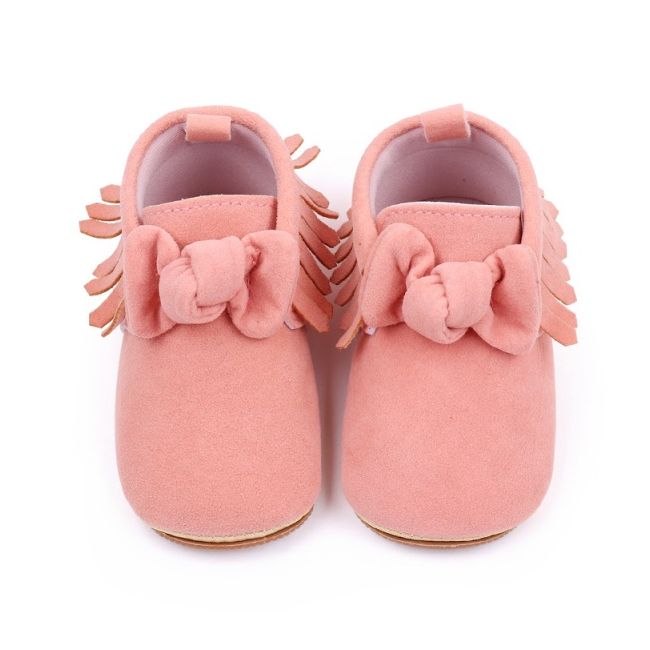 Pantofiori pentru bebelusi, roz cu franjuri chbhx3053-3-va5