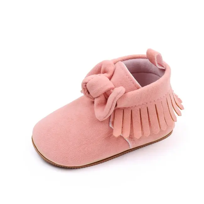 Pantofiori pentru bebelusi, roz cu franjuri chbhx3053-3-va5