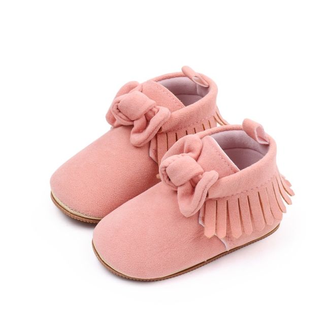 Pantofiori pentru bebelusi, roz cu franjuri chbhx3053-3-va5