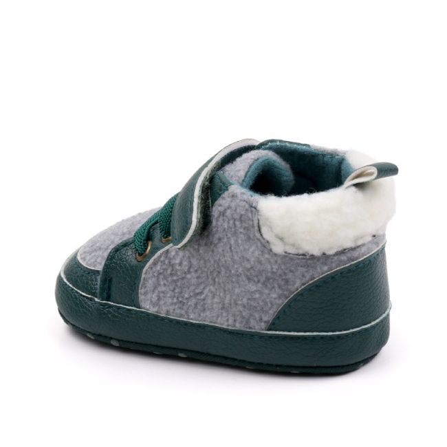 Pantofiori pentru bebelusi, verde cu gri chbhx3162-3-va2
