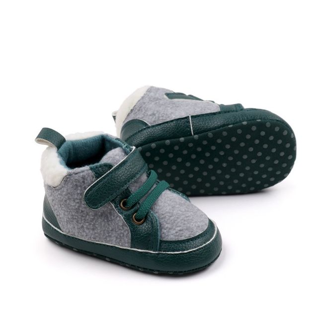 Pantofiori pentru bebelusi, verde cu gri chbhx3162-3-va2