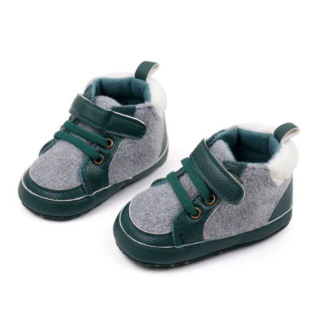 Pantofiori pentru bebelusi, verde cu gri chbhx3162-3-va2