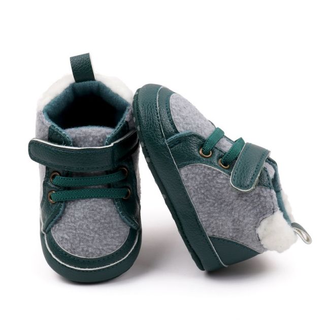 Pantofiori pentru bebelusi, verde cu gri chbhx3162-3-va2