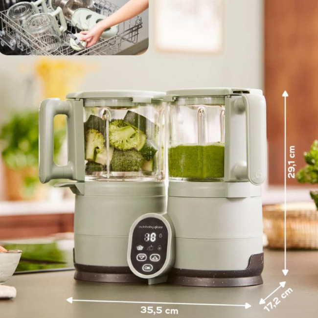 Babymoov - robot multifunctional nutribaby glass 4 in 1 din sticla si otel inoxidabil celadon green bbba001138