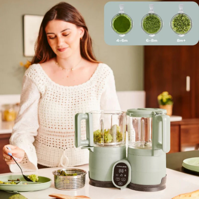 Babymoov - robot multifunctional nutribaby glass 4 in 1 din sticla si otel inoxidabil celadon green bbba001138
