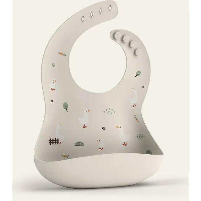 Baveta Din Silicon Cu Buzunar, Ajustabila, Goose Family, Cream Pjbbs_gf