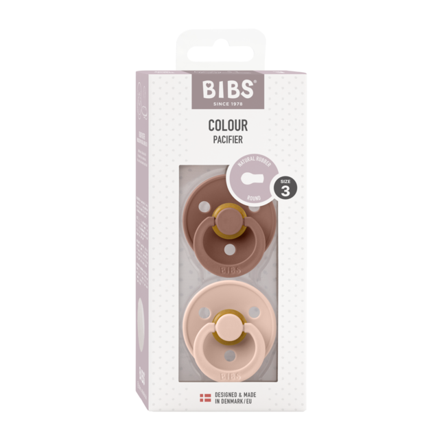 Bibs - set 2 suzete colour latex, tetina rotunda, 18 luni +-blush/woodchuck bbb130215
