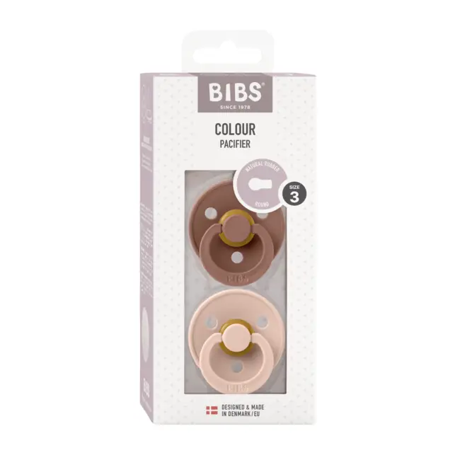 Bibs - set 2 suzete colour latex, tetina rotunda, 18 luni +-blush/woodchuck bbb130215