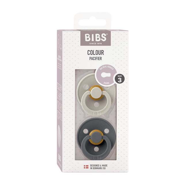 Bibs - set 2 suzete colour latex, tetina rotunda, 18 luni +-sand/iron bbb130381