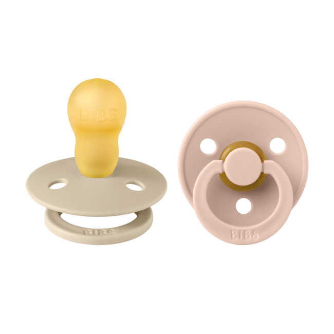 Bibs - set 2 suzete colour latex, tetina rotunda, 18 luni +-vanilla/blush bbb130367