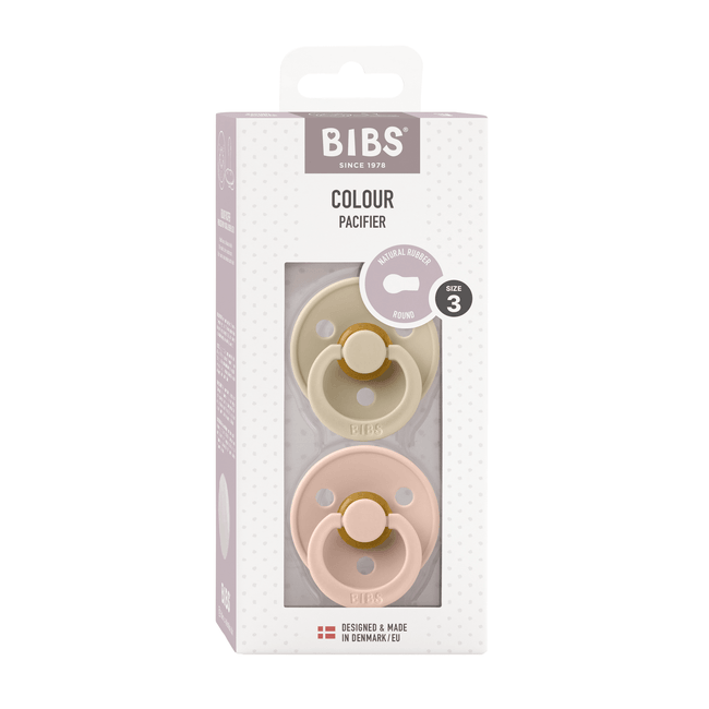 Bibs - set 2 suzete colour latex, tetina rotunda, 18 luni +-vanilla/blush bbb130367