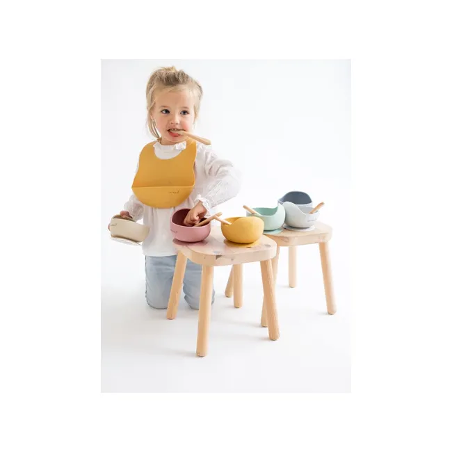 Bol Anti-alunecare Din Silicon Alimentar Si Lingurita, Set De 2 Piese Pentru Diversificare, Light Rose Pjb17403