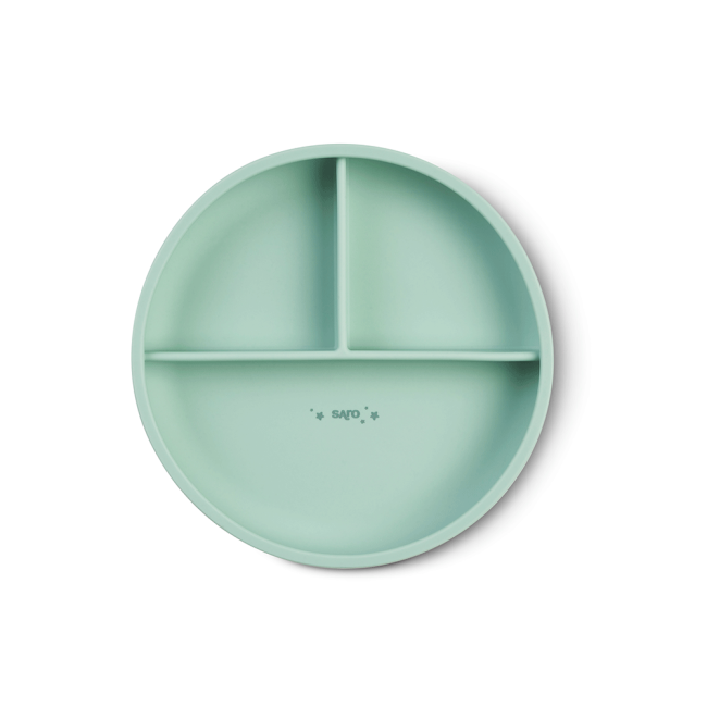 Farfurie Diversificare Divizata Din Silicon Alimentar Cu Ventuza, Anti-alunecare, Saro Nature -  , œfood  Fun,   Mint Pjb17621