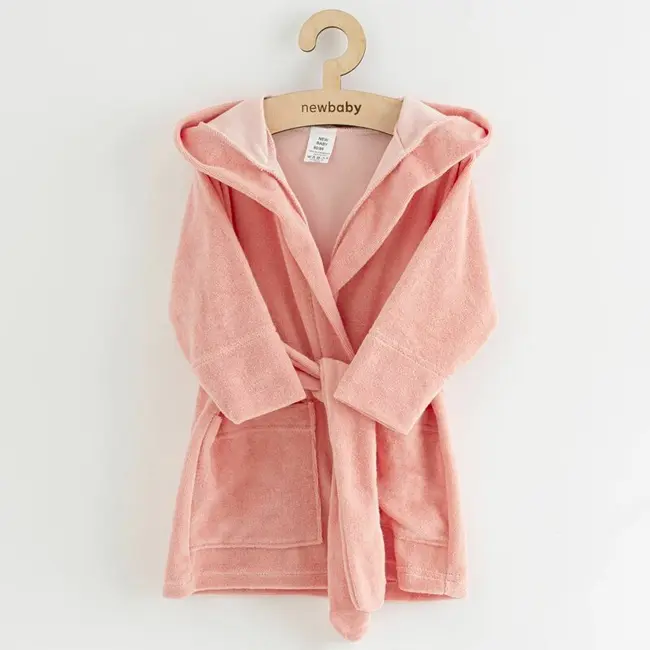 Halat de baie, New Baby, Pentru copii, Cu buzunare, Cu cordon, Marime 104/110, Din bumbac 100%, Pink BYN56729