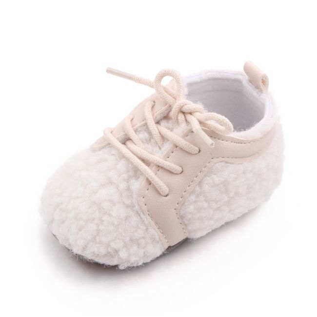 Pantofiori pentru bebelusi, ivoire, cu design pufos si talpa antiderapanta chd2676-2-va5