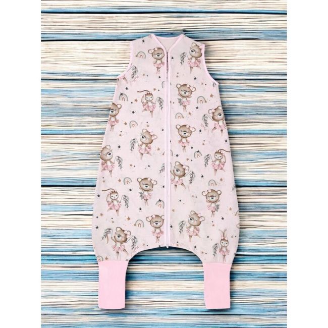 Sac de dormit, MimiNu, Cu picioruse, De iarna, Din bumbac certificat Oeko Tex Standard 100, Cu fermoar pe mijloc, 87 cm, 3 luni - 2.5 ani, 2.5 Tog, Design, Little Ballerina Pink BYN6426972026994