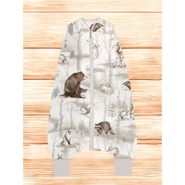 Sac de dormit, MimiNu, Cu picioruse, De iarna, Din bumbac certificat Oeko Tex Standard 100, Cu fermoar pe mijloc, 87 cm, 3 luni - 2.5 ani, 2.5 Tog, Design, Woodland BYN6426972027007