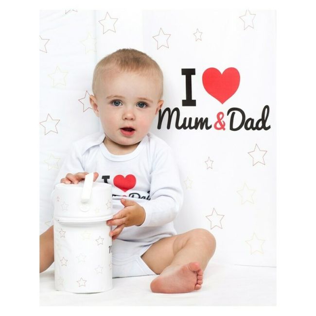 Saltea de infasat, New Baby, I love mum and dad, 50x70, Din material plastic rezistent la apa, Fara substante nocive, 0 luni+, White BYN28787